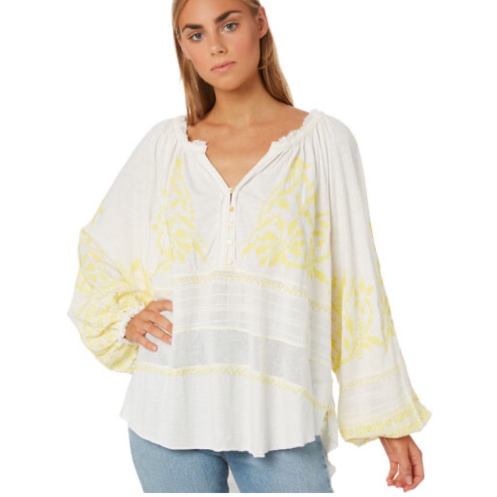 Free People NWT Persuasion Boho Embroidered Top - Picture 1 of 6